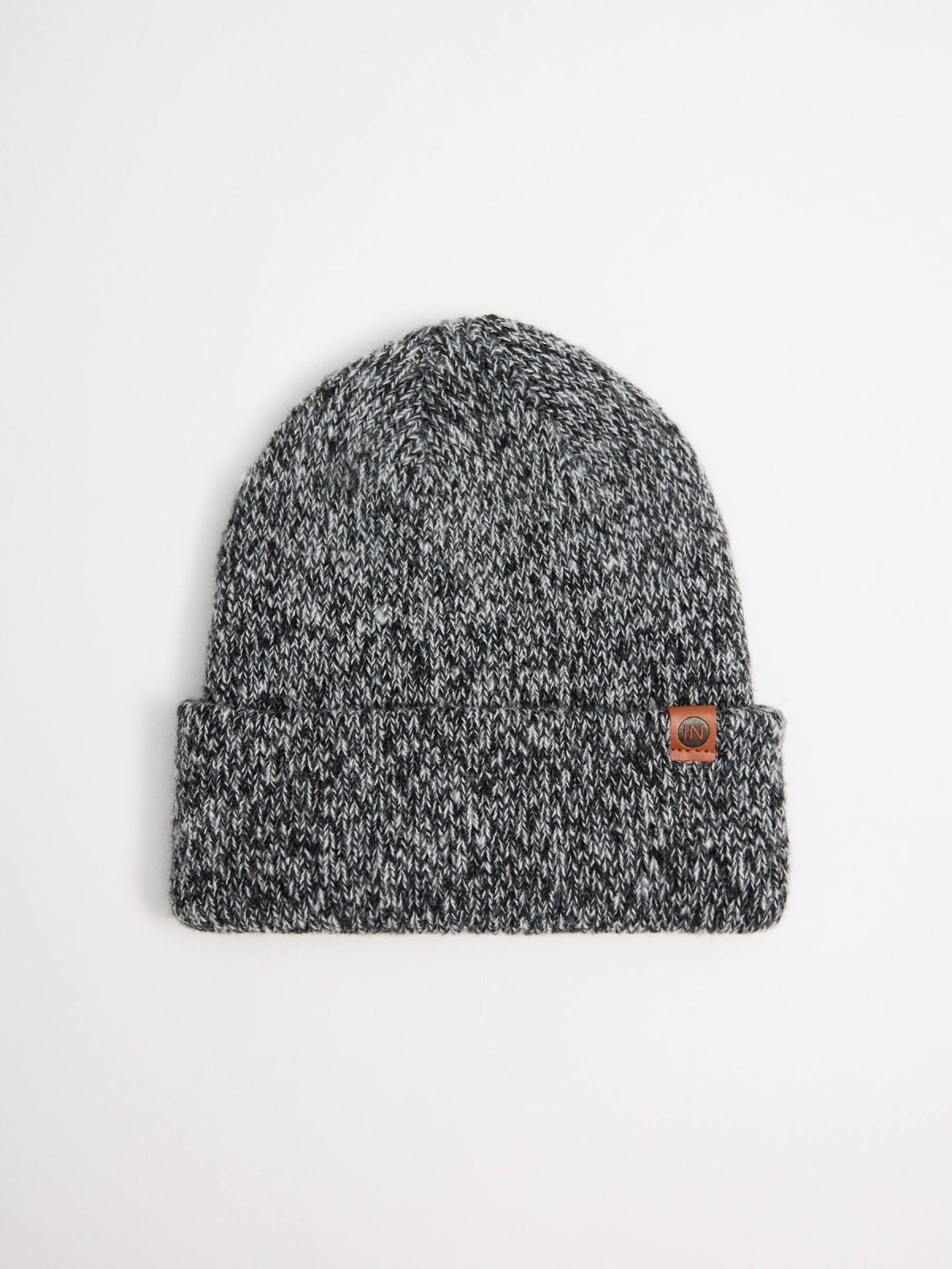 Gray knit rolled beanie