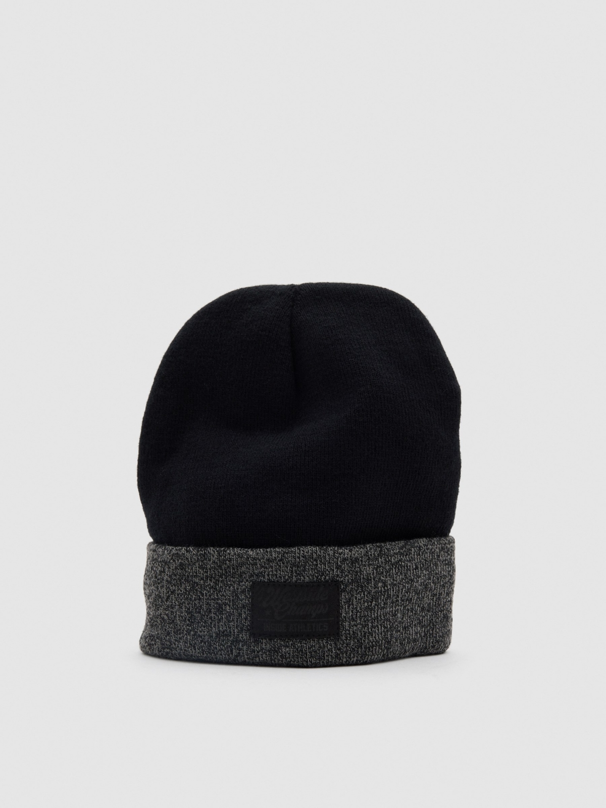 Basic black and gray turned-up hat grey 45º front view