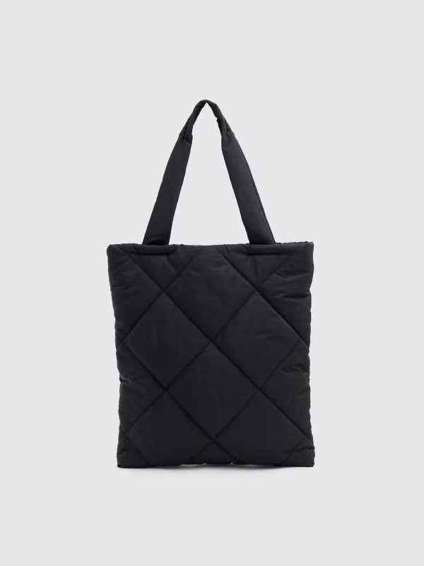 Black quilted shopper bag