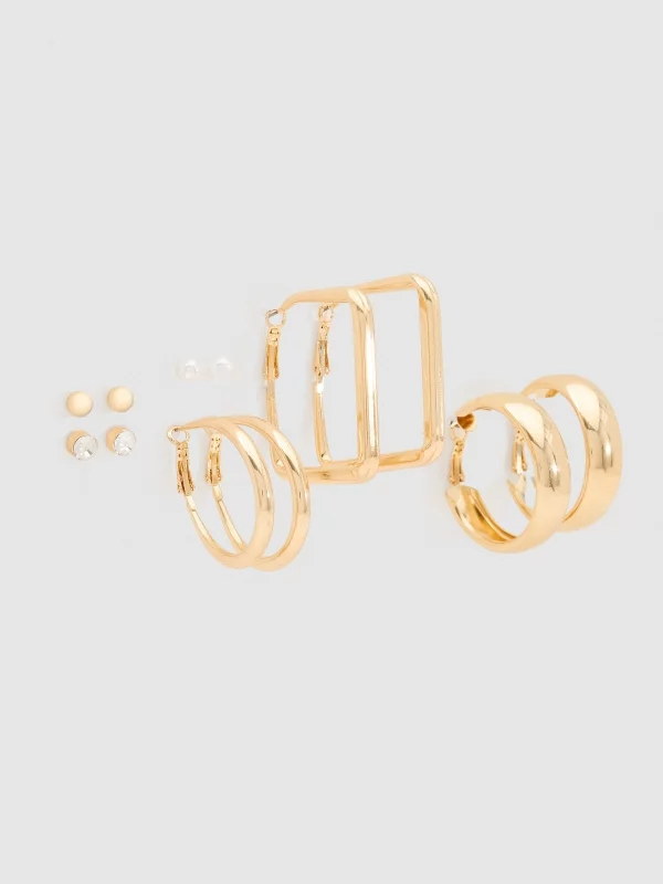 Gold plated earrings set 6 pack