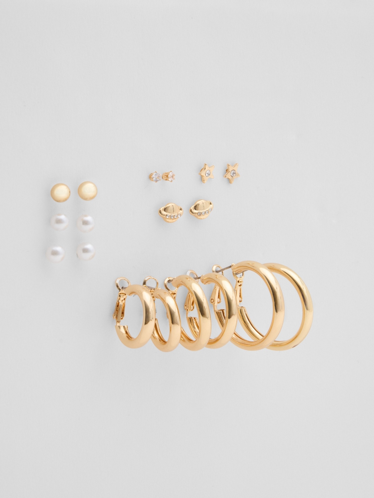 Gold plated earrings set 9 pack