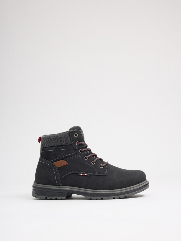 Mountaineer boot leather effect black profile view