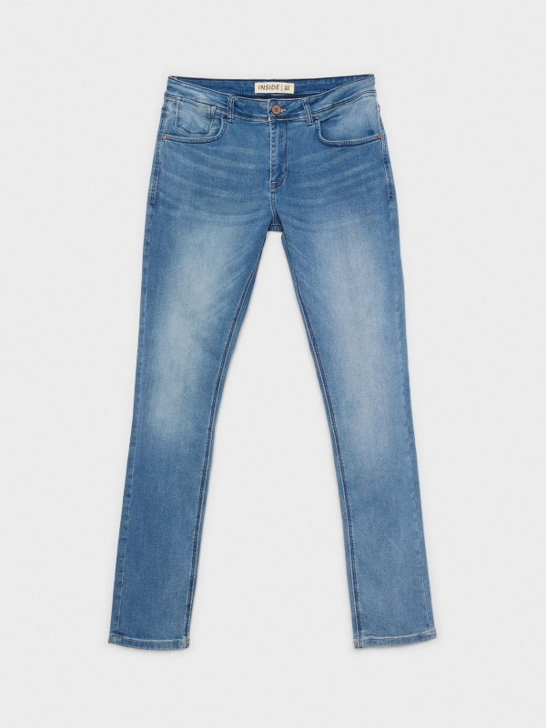  Blue washed effect slim jeans steel blue