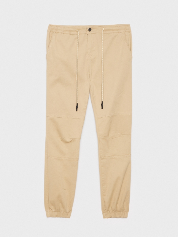  Pantalón jogger costuras beige