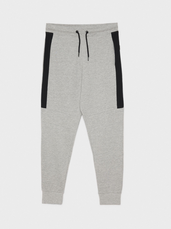  Gray melange joggers melange grey front view