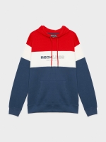 %Pto% Sudadera capucha color block azul petróleo