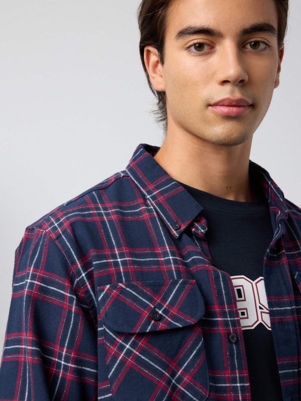  Plaid flannel shirt blue