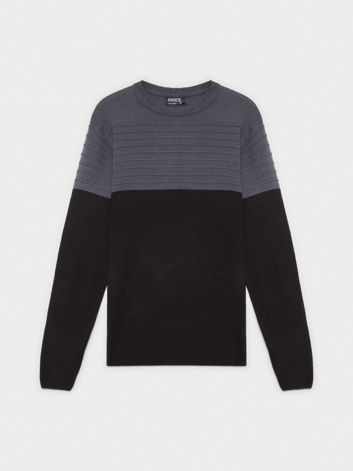  Jersey punto combinado gris oscuro