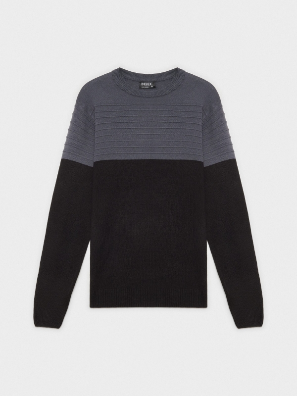  Jersey punto combinado gris oscuro