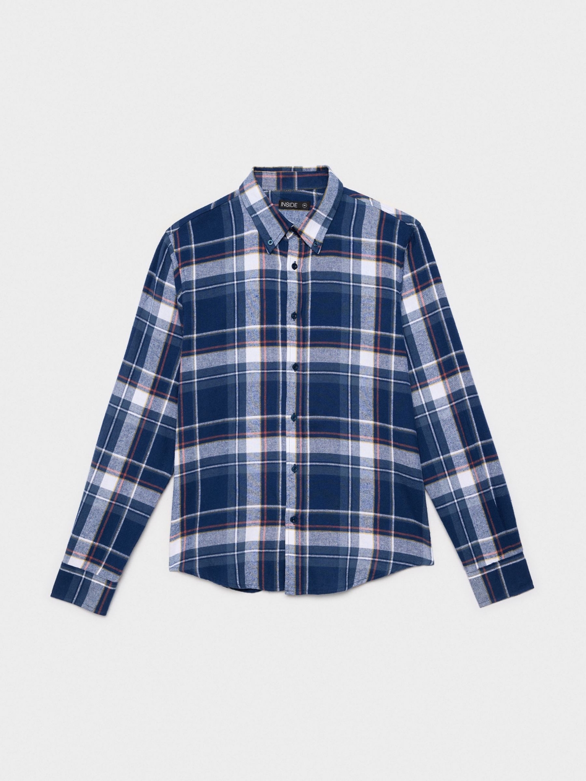  Plaid flannel shirt blue front view