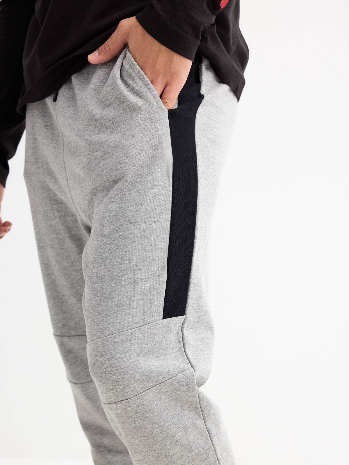 Calça jogger cinza melange cinza melange vista detalhe