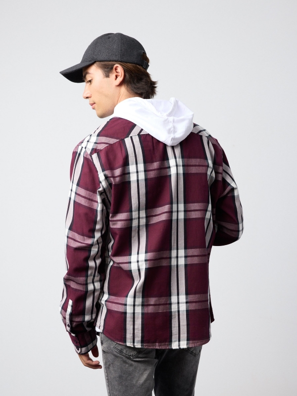 Checked shirt with flap pockets garnet middle back view