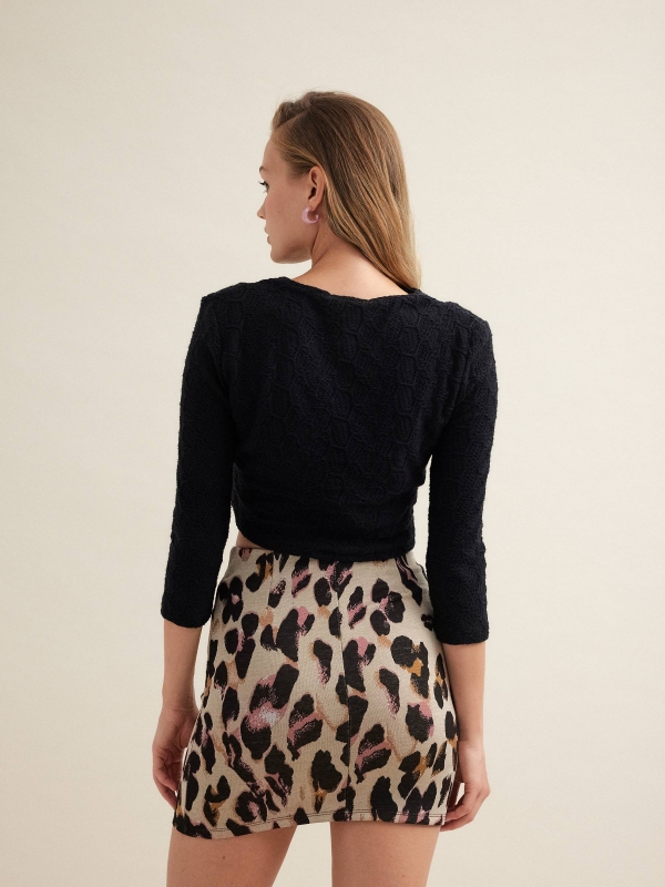 Leopard print skirt beige middle back view