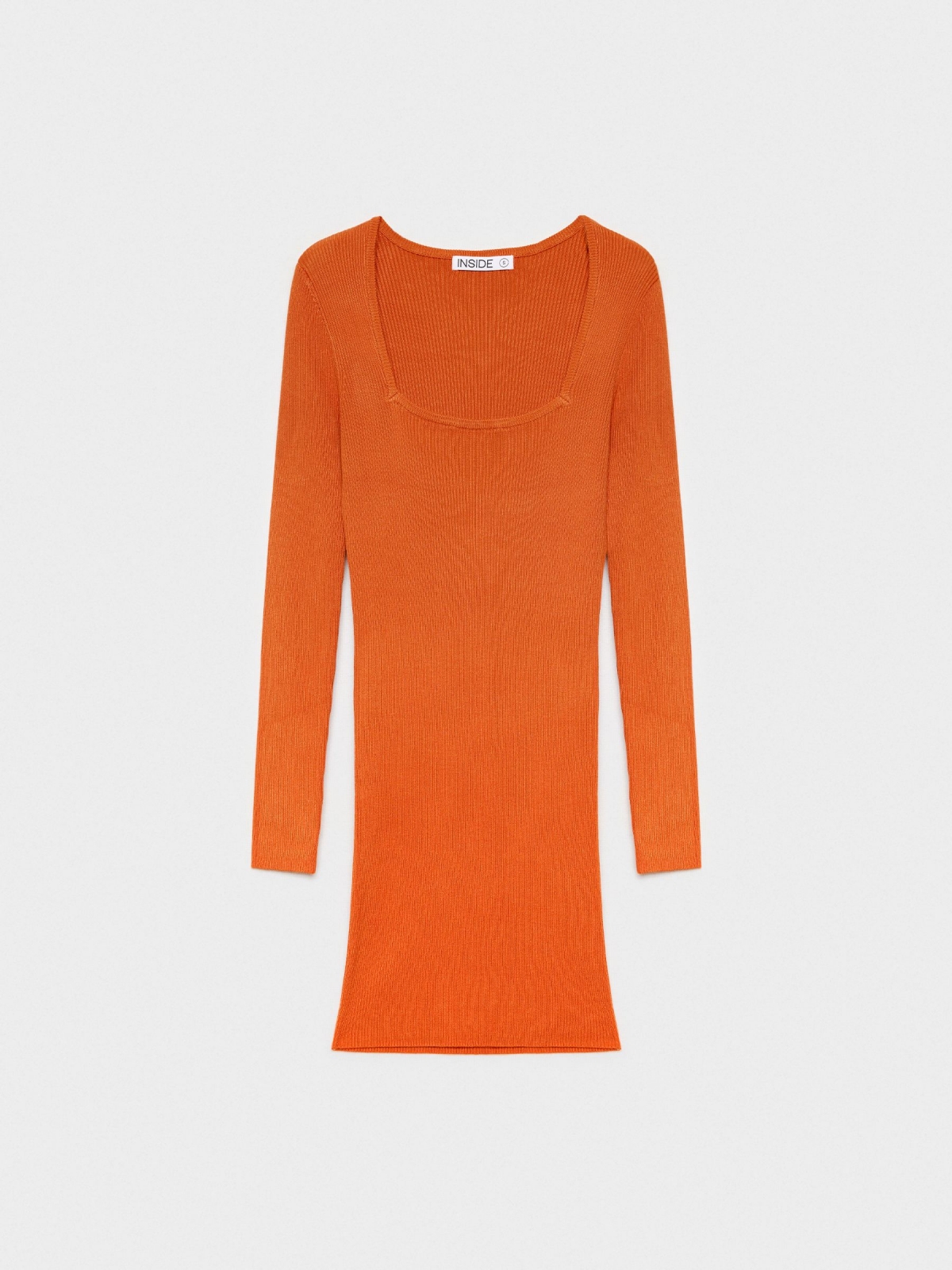  Square neck mini dress orange front view