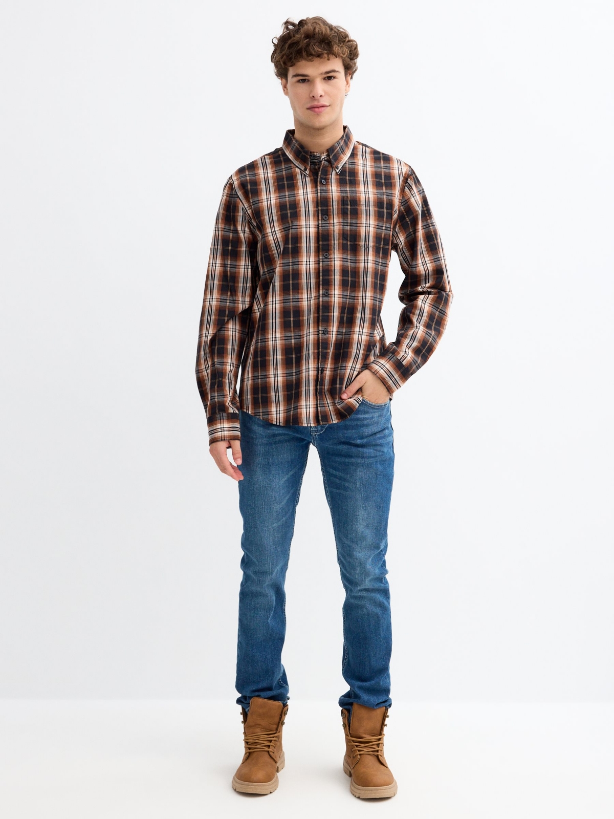 Plaid shirt brown general front view