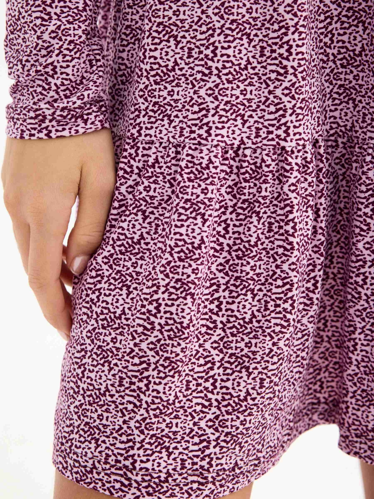 Printed dress with ruffle lilac back detail view