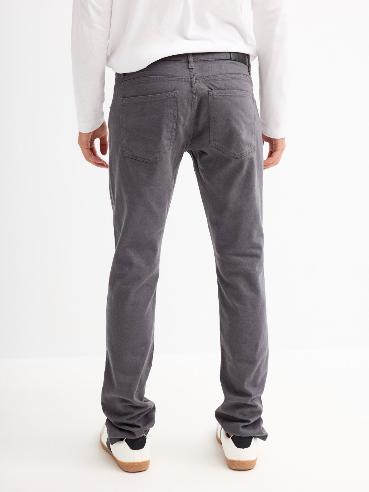 Basic five pocket jeans grey middle back view