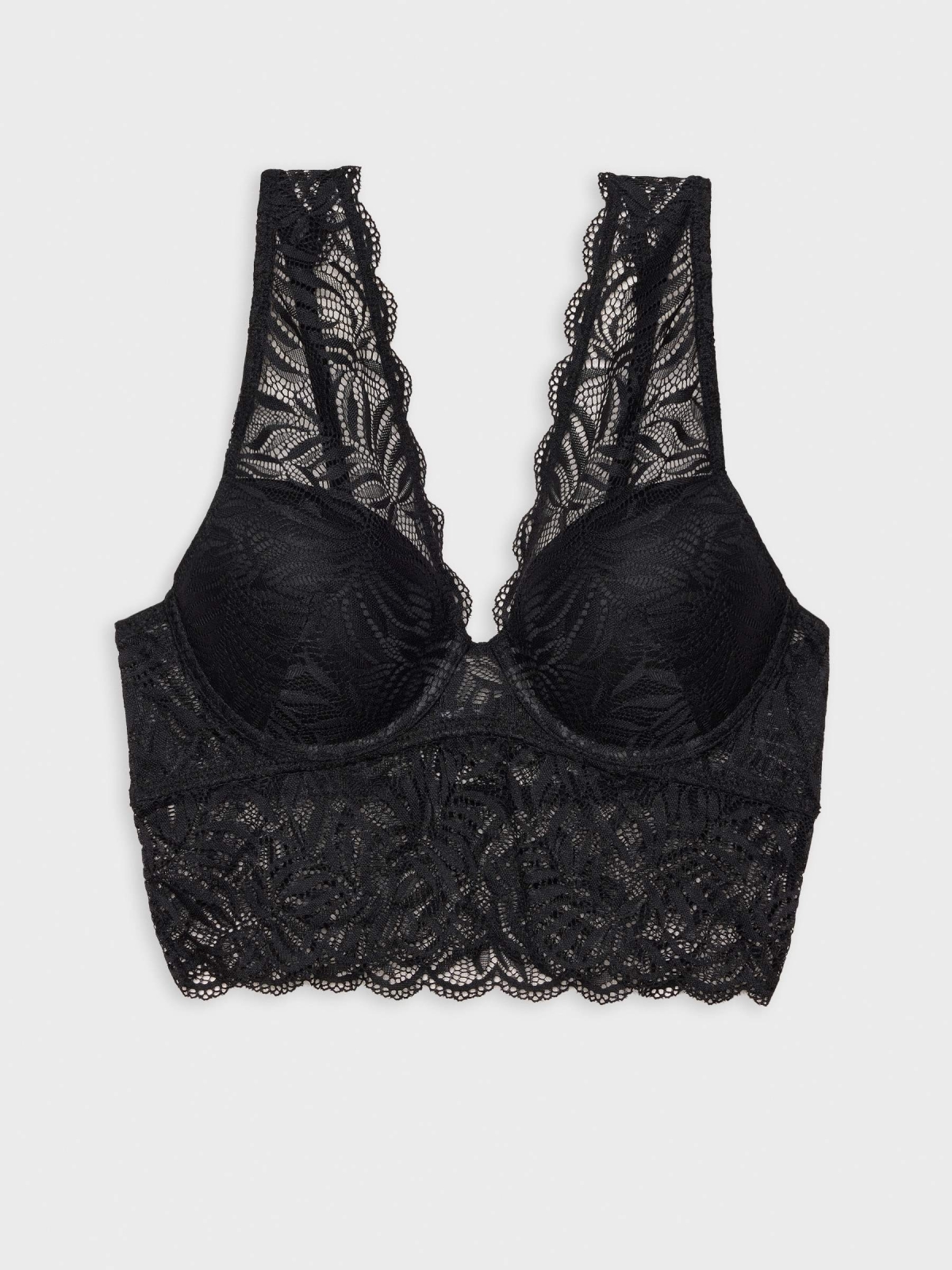 Bralette de renda preta preto