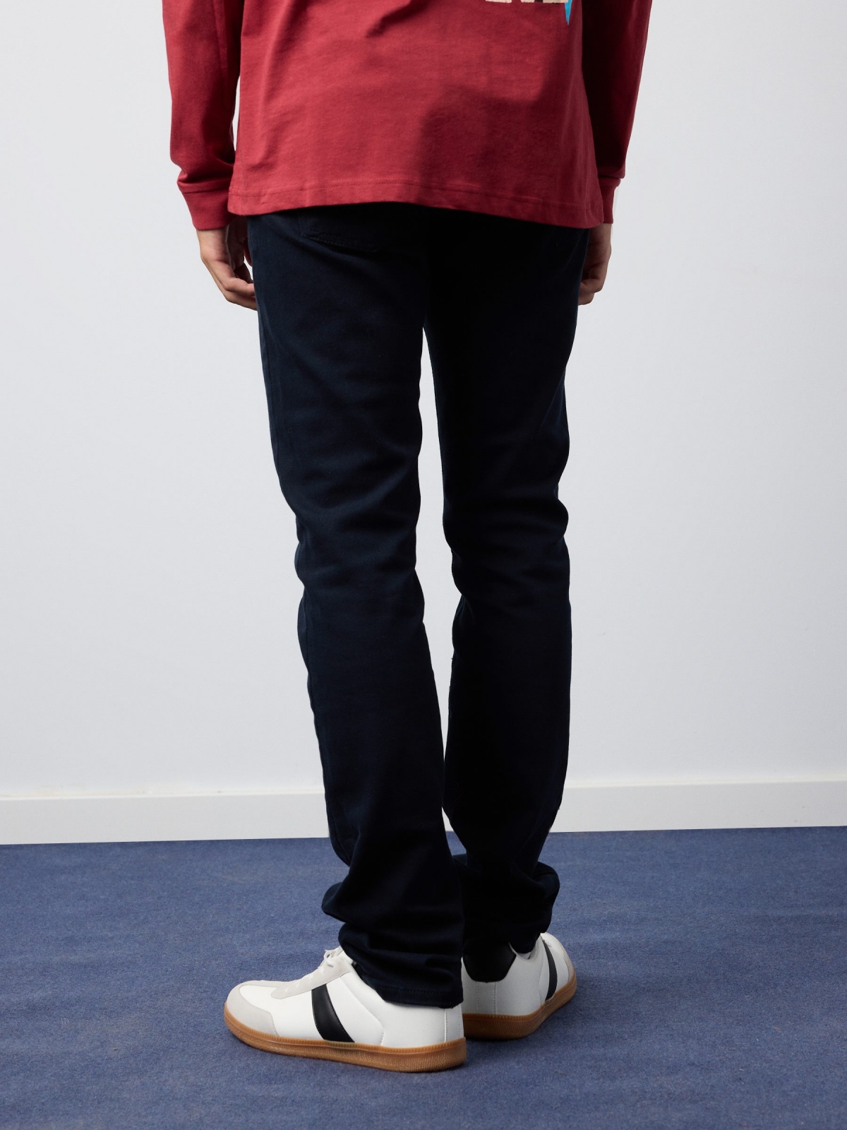 Regular five-pocket trousers navy middle back view