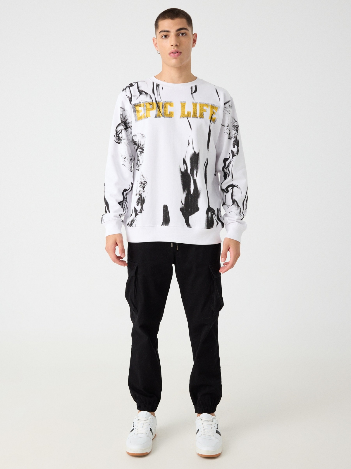 Epic print sweatshirt white front view