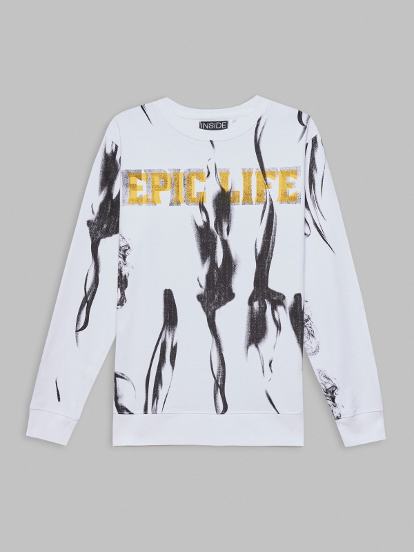  Sweatshirt de estampa épica branco