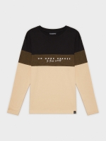 %Pto% T-shirt de texturas combinadas areia vista frontal