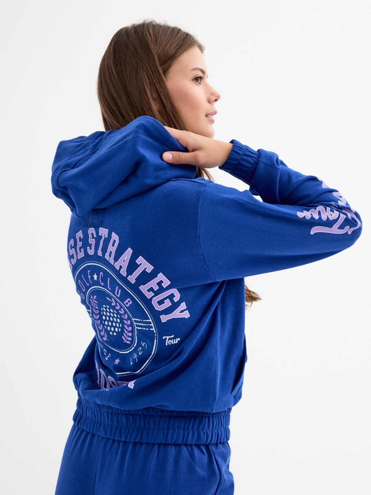 Boston zippered sweatshirt dark blue detail view