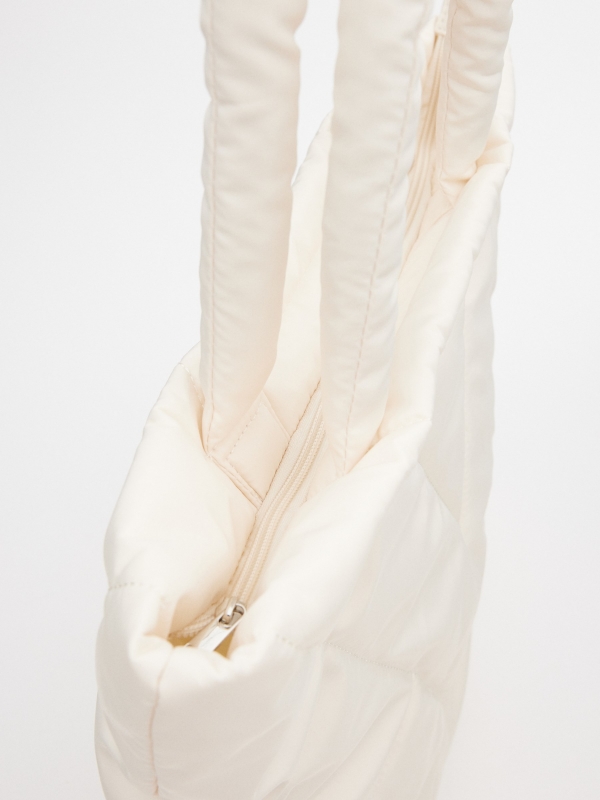 Raw nylon bag off white detail view