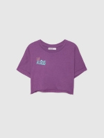%Pto% Camiseta crop Travelling berenjena