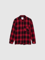 %Pto% Camisa xadrez com bolso oversized vermelho vista frontal