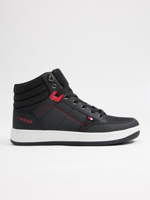 Bota esportiva denim combinada preto