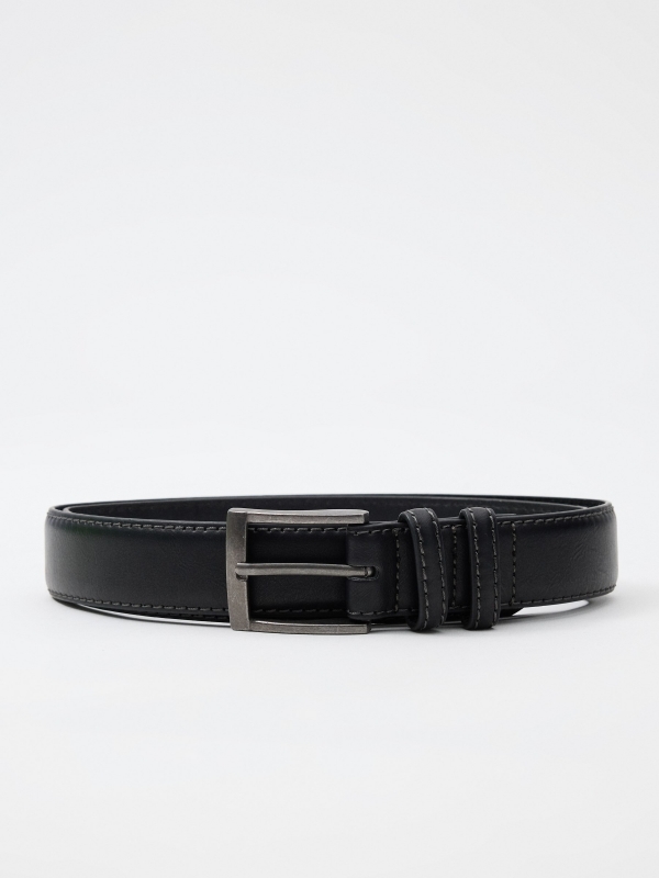 Stitching leather effect belt black