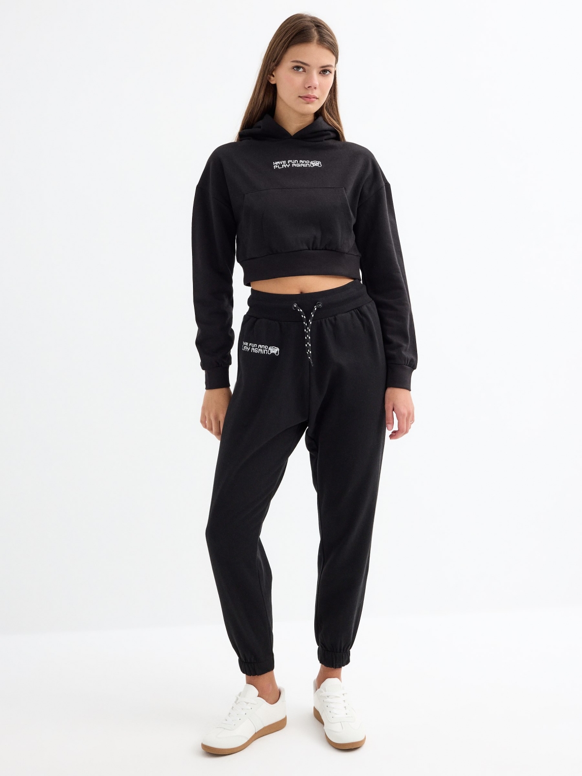 Jogger pants black front view