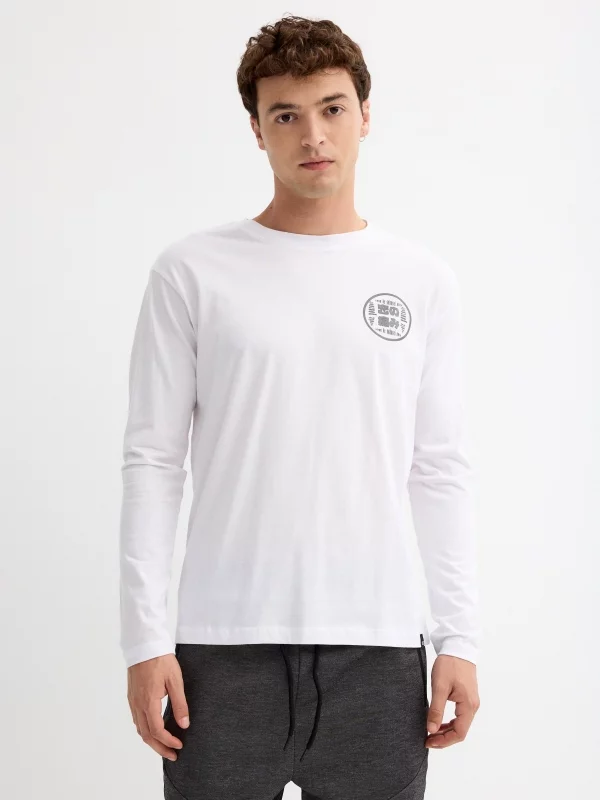 T-shirt japonesa estampada branco vista meia frontal