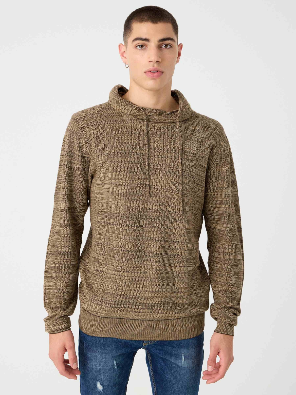 Jersey punto textura marrón claro vista media frontal