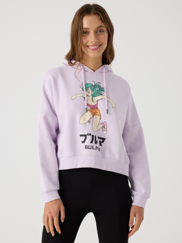 Bulma Dragon Ball hoodie mauve middle front view