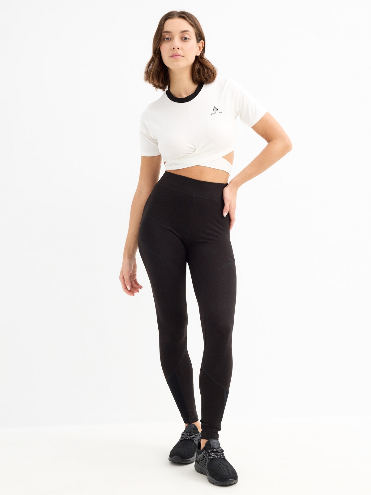 Leggings mesh details black general front view