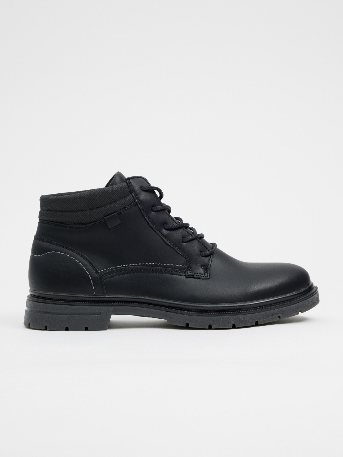 Black leather effect boots with stitching