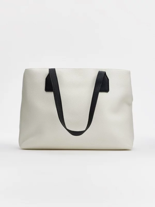 White leather effect shopper bag white