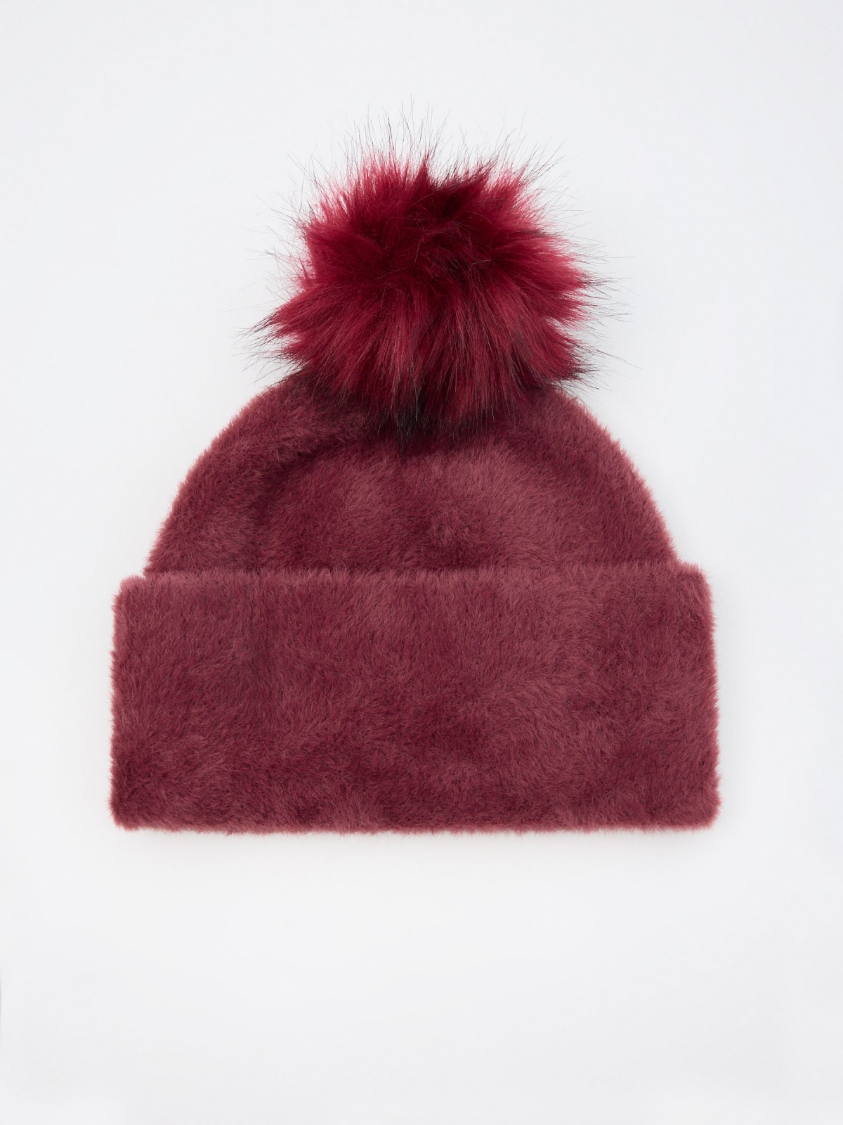 Gorro efecto pelo granate rosa