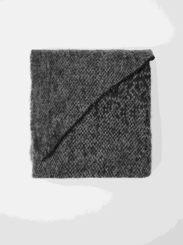 Gray triangle scarf grey rolled view