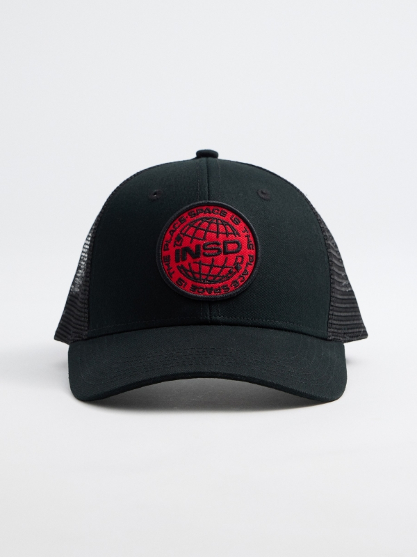 Embroidered patch cap black