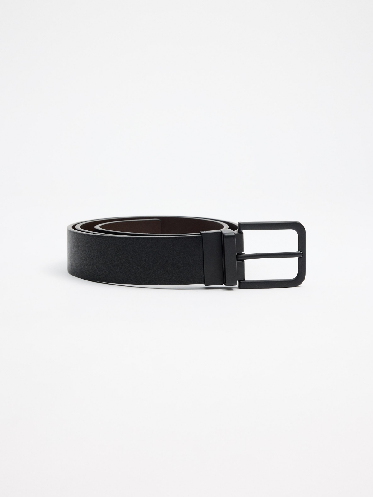 Reversible belt brown rolled-up