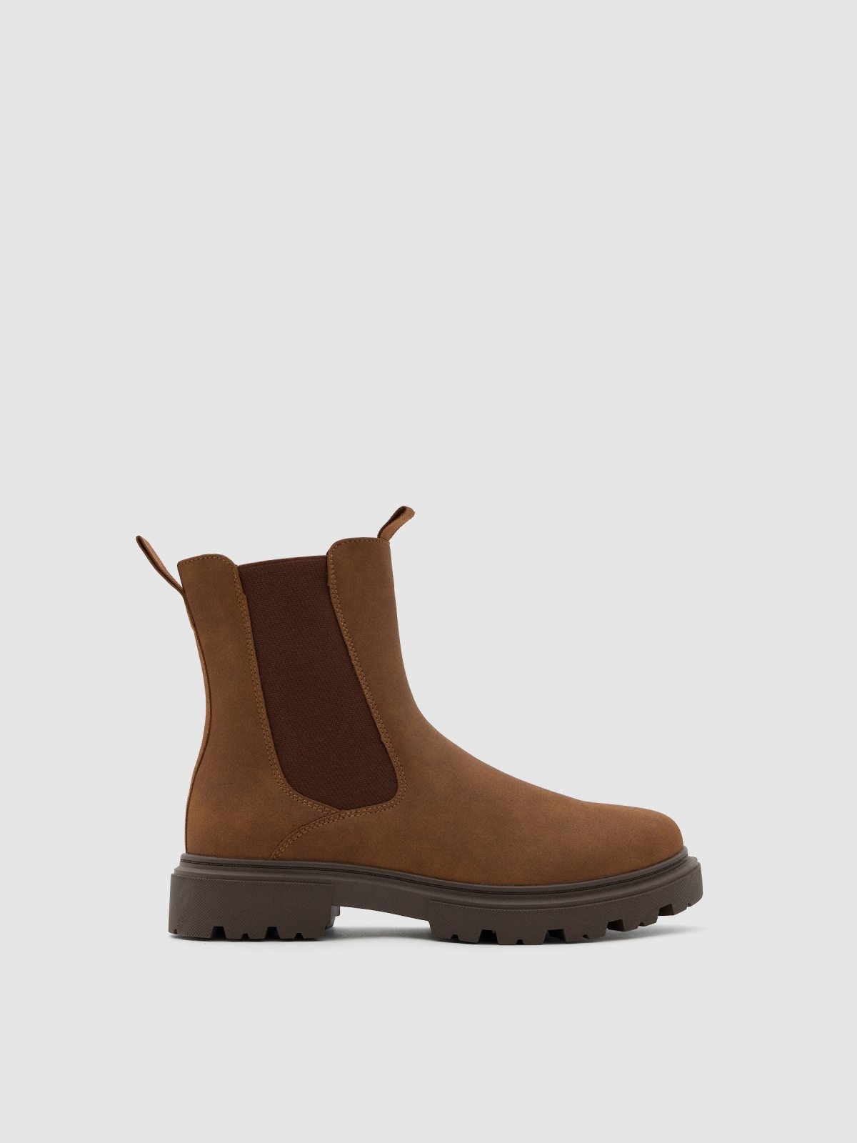 Brown faux leather Chelsea boots