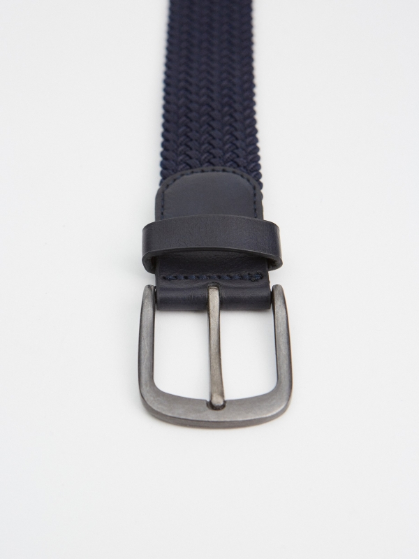 Elastic braided belt dark blue detail view