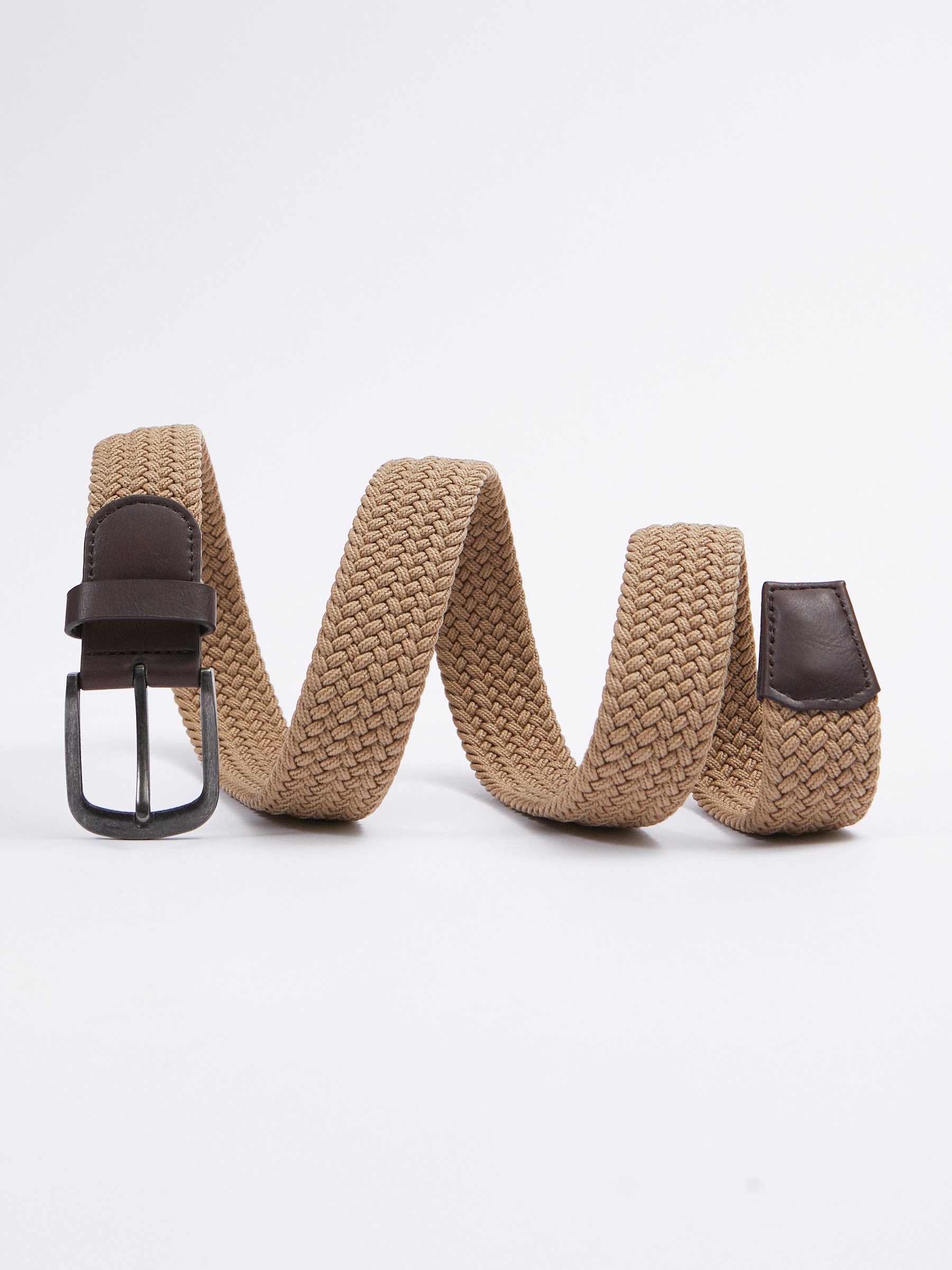 Elastic braided belt sand rolled view