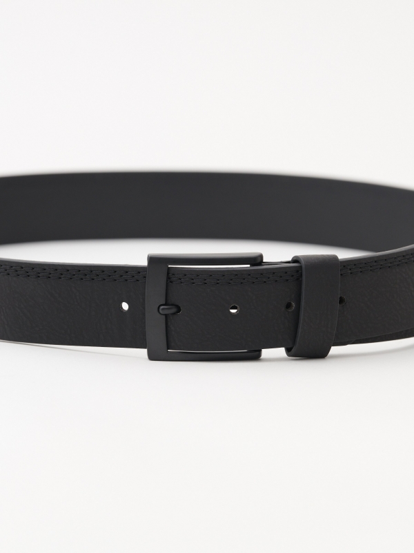 Stitching leather effect belt black vista detalle