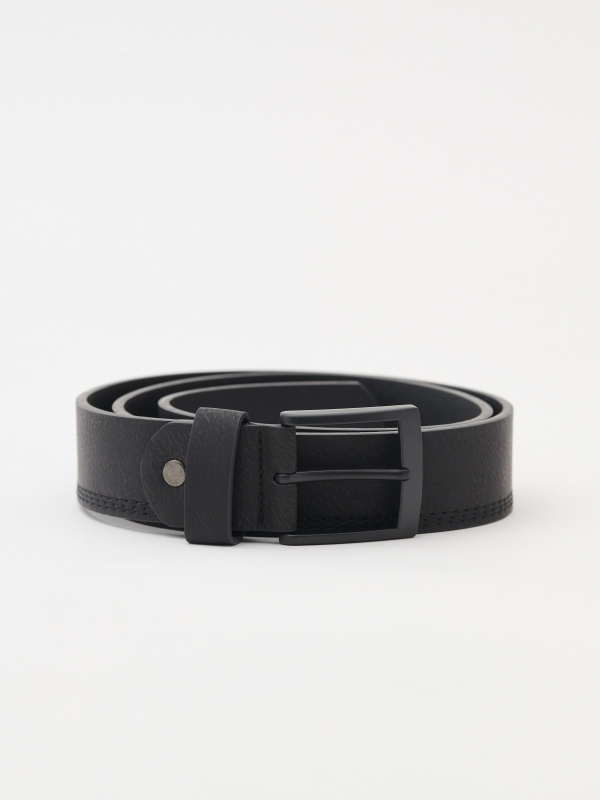 New Stitching leather effect belt black