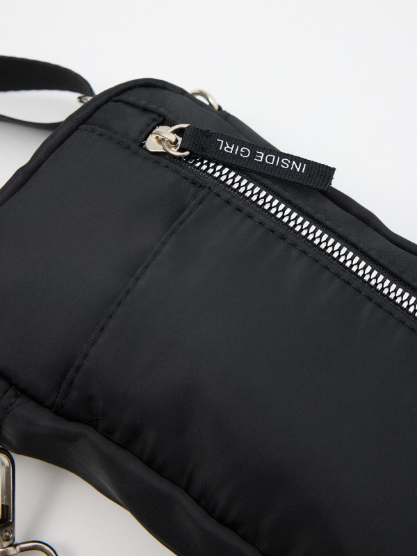 Inside girl bag black 45º side view