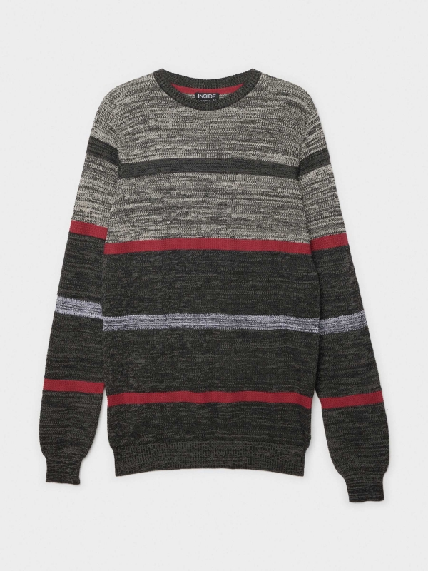 Striped flecked sweater dark grey detail view